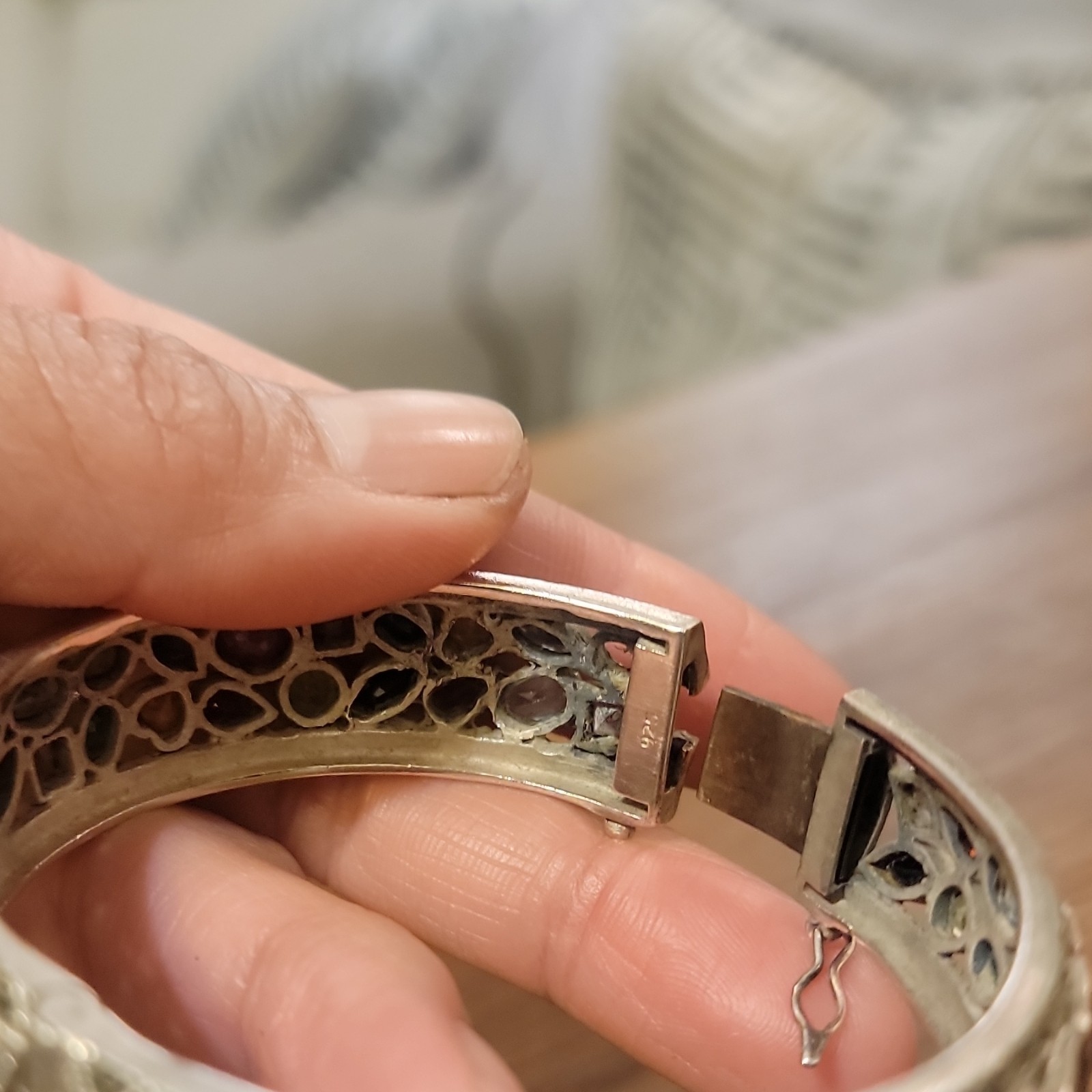 sliver gemstone bangles bracelets 92.5%
