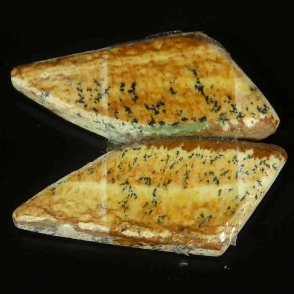 19.50Cts.100%Natural Picture Jasper Fancy Cabochon Pair Cab 11x26x4mm Losse Gems