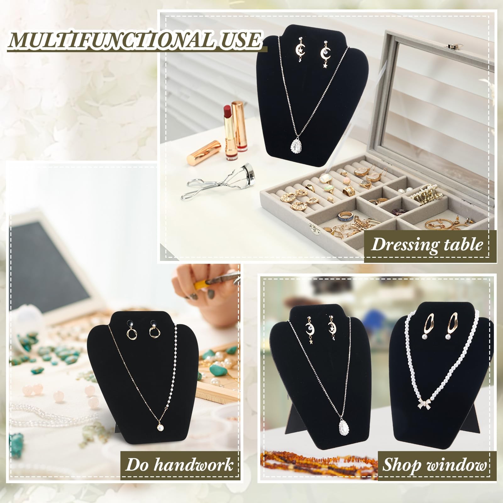 24pcs Foldable Necklace Display Stand Bulk 7.38 x 8.25inch Jewelry Bust Displ…