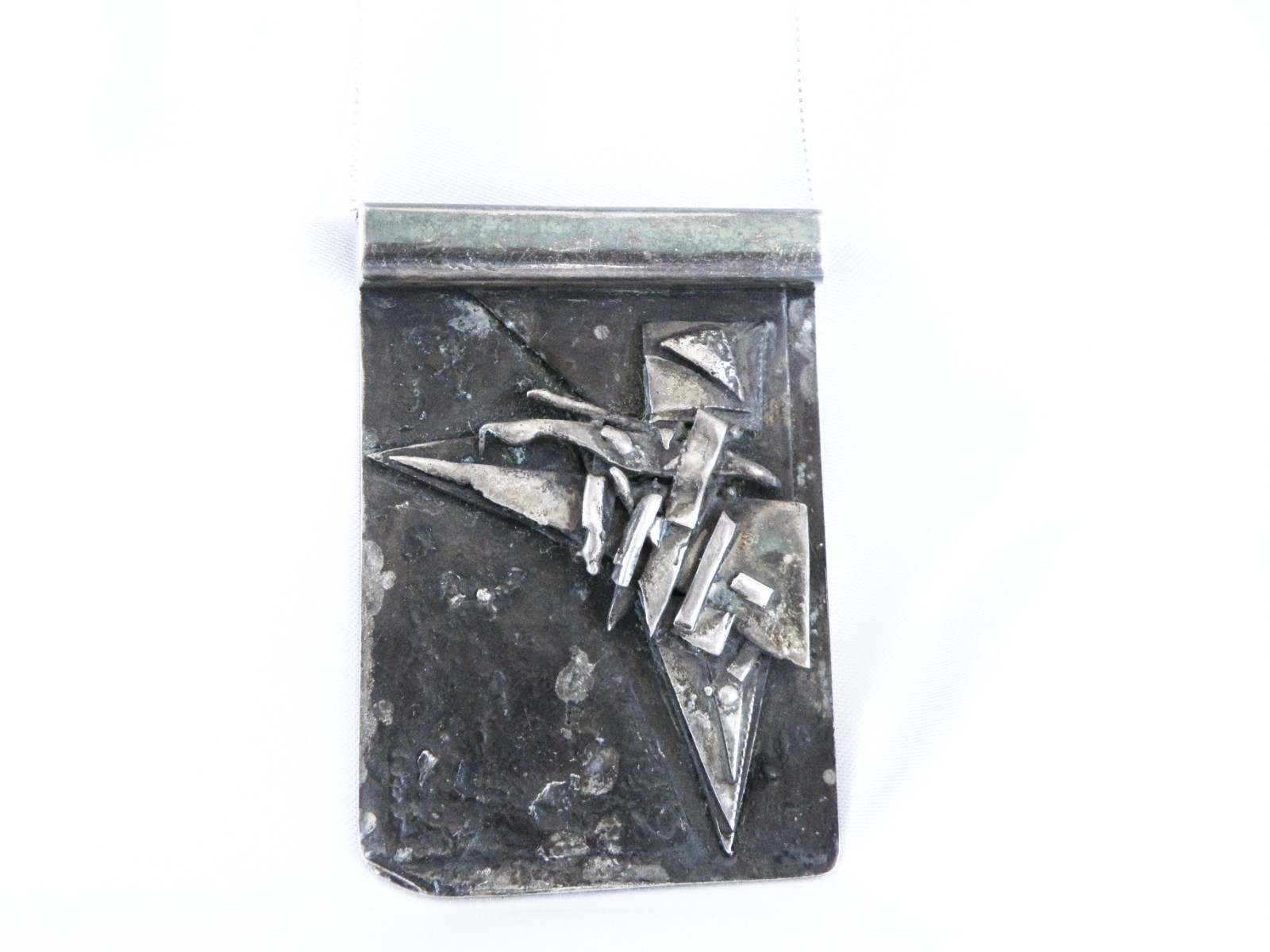 Vintage Brutalist Sterling Silver 925 Studio Huge Pendant Necklace