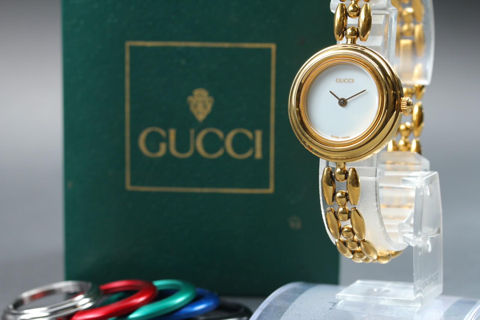 Boxed [Near MINT] GUCCI 11/12.2 Change Bezel 6 Colors Women’s Quartz Watch JAPAN