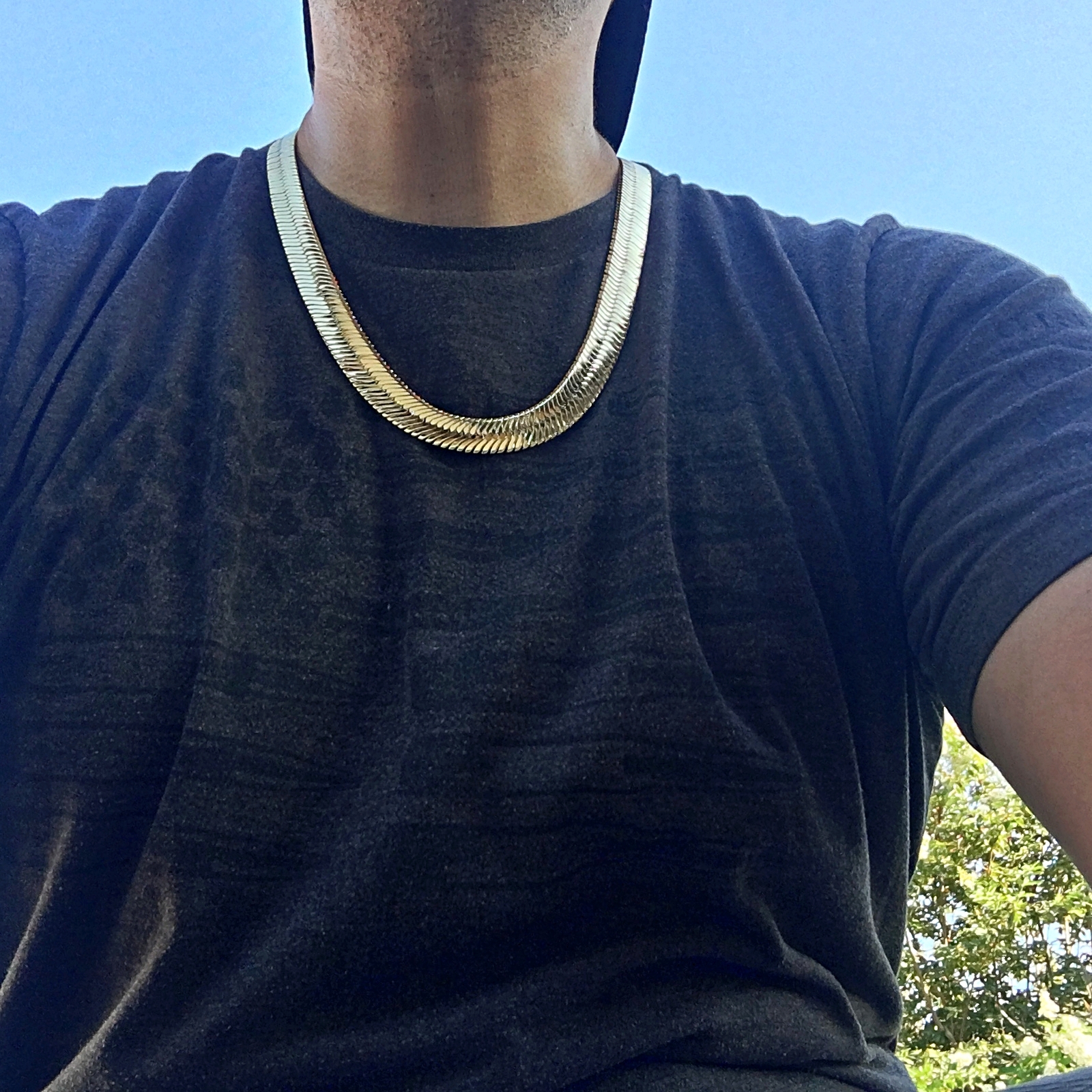 Mens 14K Gold Plated Herringbone Chain Flat Hip Hop Necklace 20″-30″ 4MM-14MM