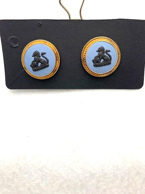Vintage, Wedgwood Blue Jasperware cuff links from Stratton Of England,