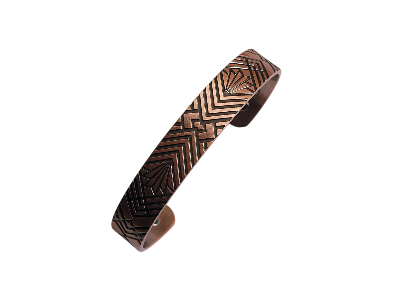 Artisan Pure Solid Copper Magnetic Bracelet Arthritis Therapy Cuff Geometric IV