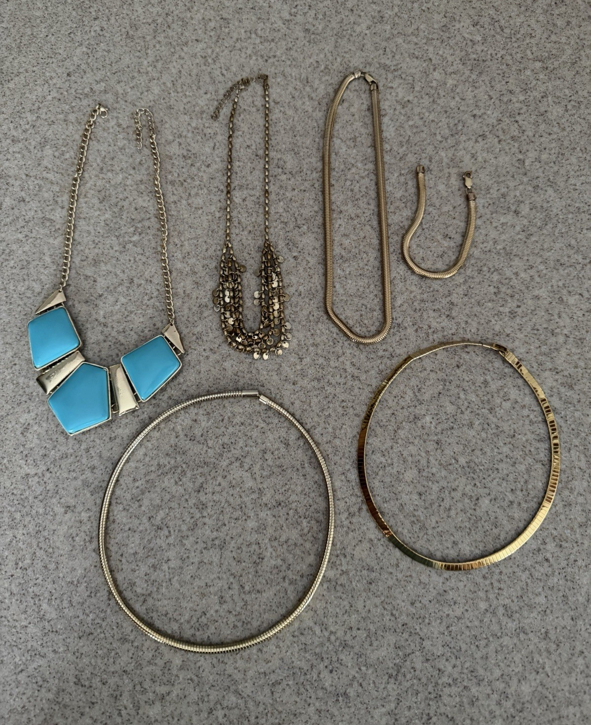 Women’s Fashion Jewelry Mixed Lot 6pc Necklace Bracelet Earrings Gold Blue