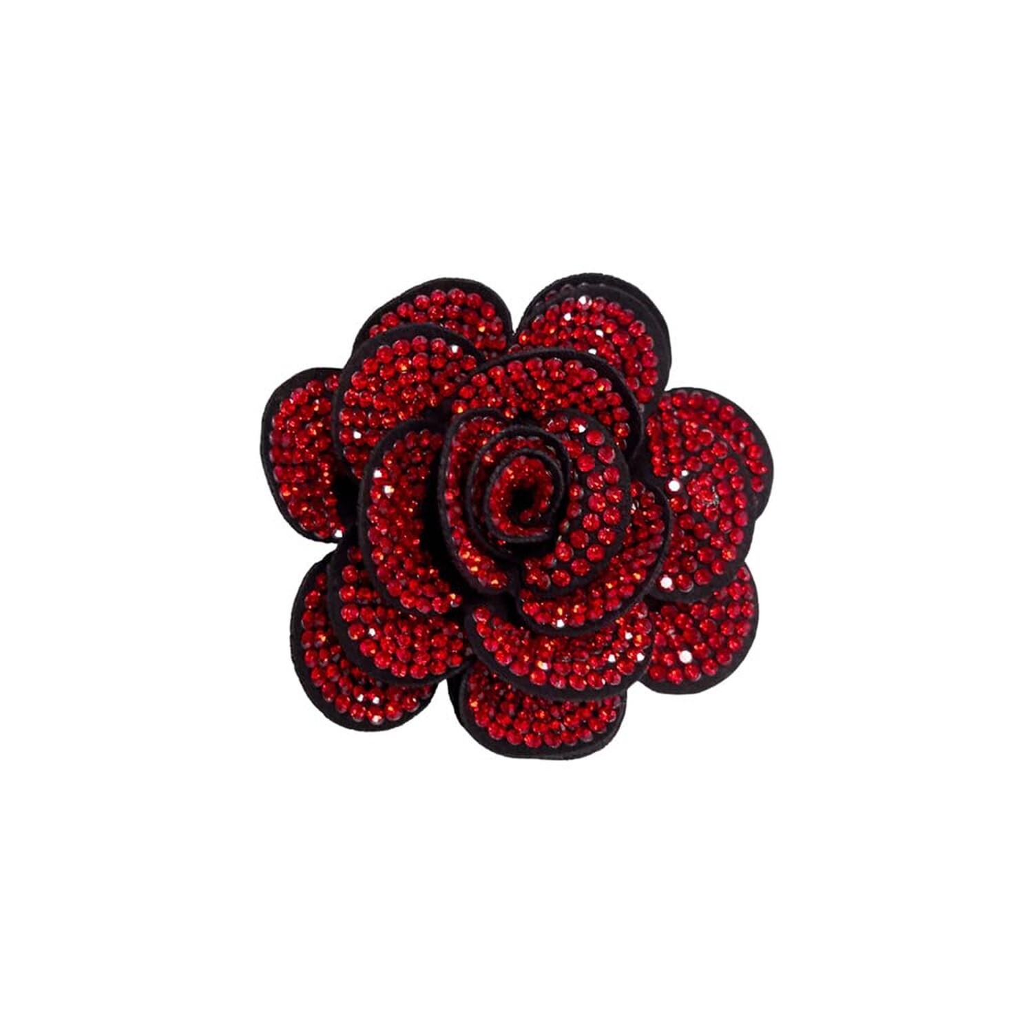 Rhinestone Rose Flower Brooch Lapel Pins for Women Her Fashion Crystal Camell…