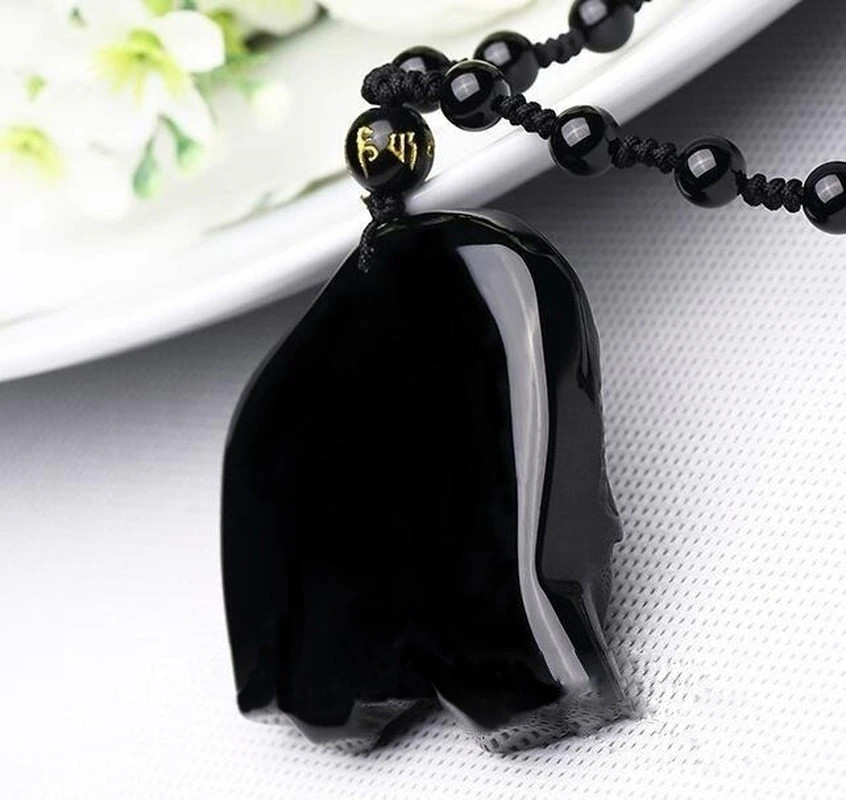 Men’s Fashion Jewelry Frosted Black Stone Beaded Elephant Pendant Necklace 491