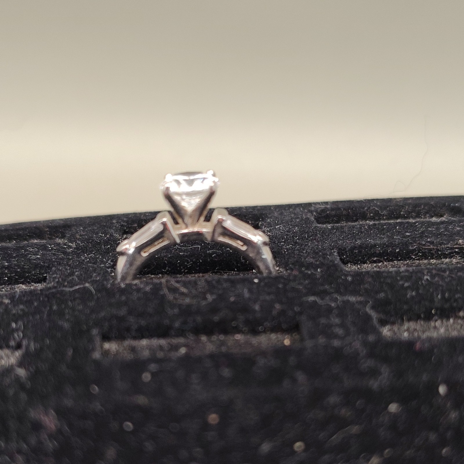 Signed Sterling Round CZ Square Engagement Ring. Size 7, 4.1 Gram