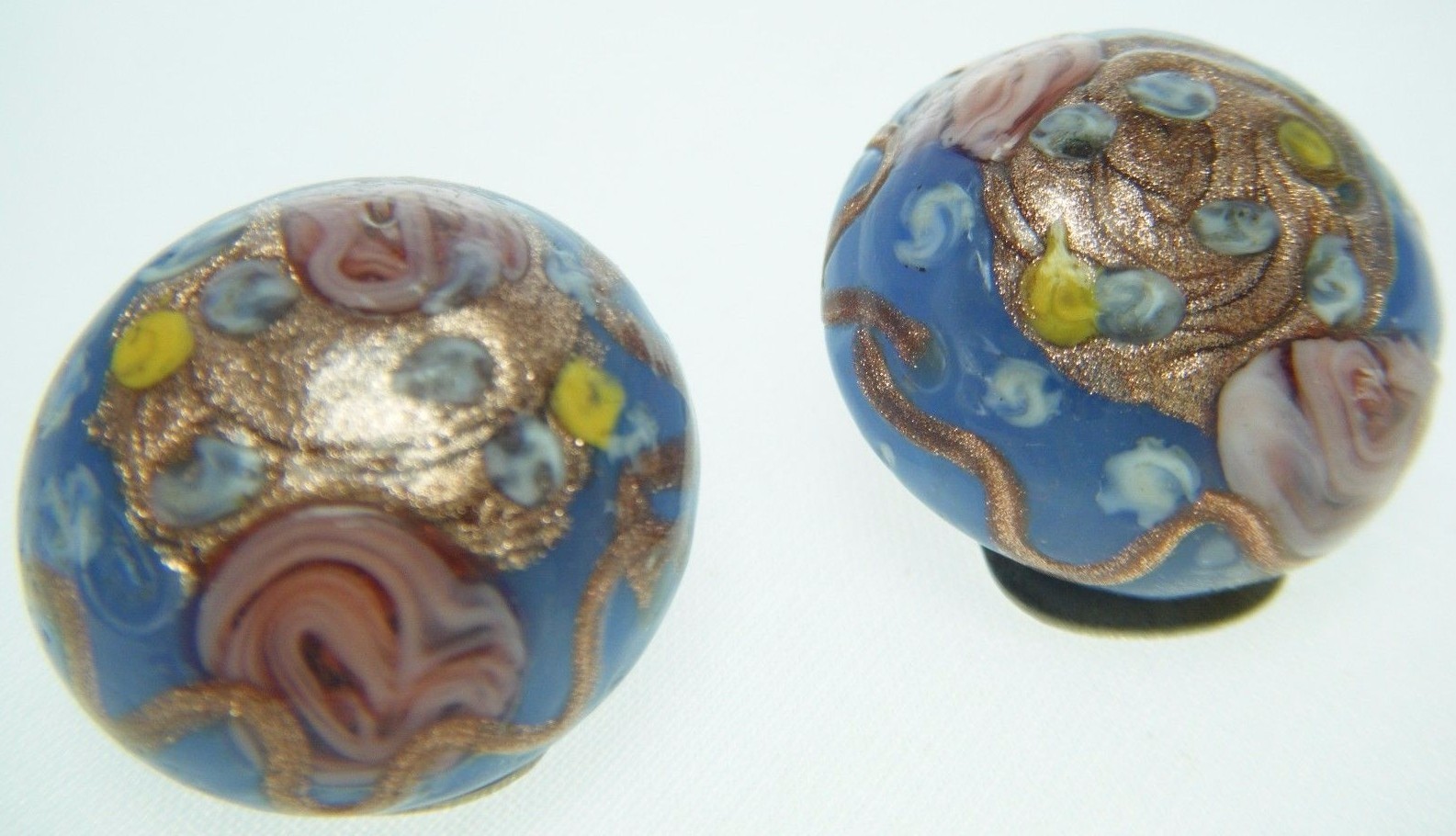 VTG WEISS PERIWINKLE BLUE ITALIAN VENETIAN GLASS EARRINGS CLIPS WEDDING CAKE