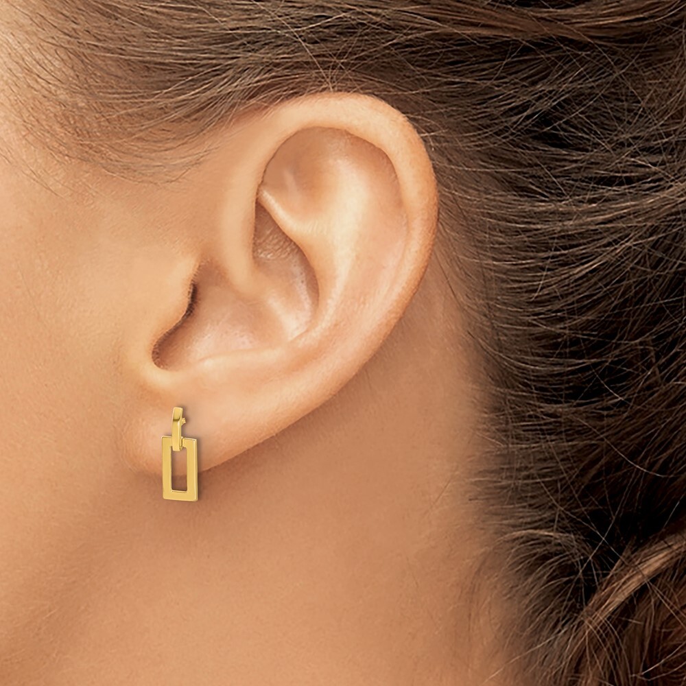 13.3mm 14K Yellow Gold Polished Rectangle Post Dangle Earrings