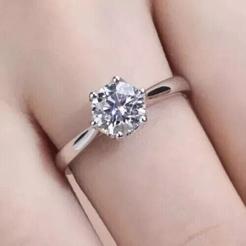 IGI Certified 1.50 Ct Round Cut Lab Grown Diamond Ring Solid 925 Sterling Silver