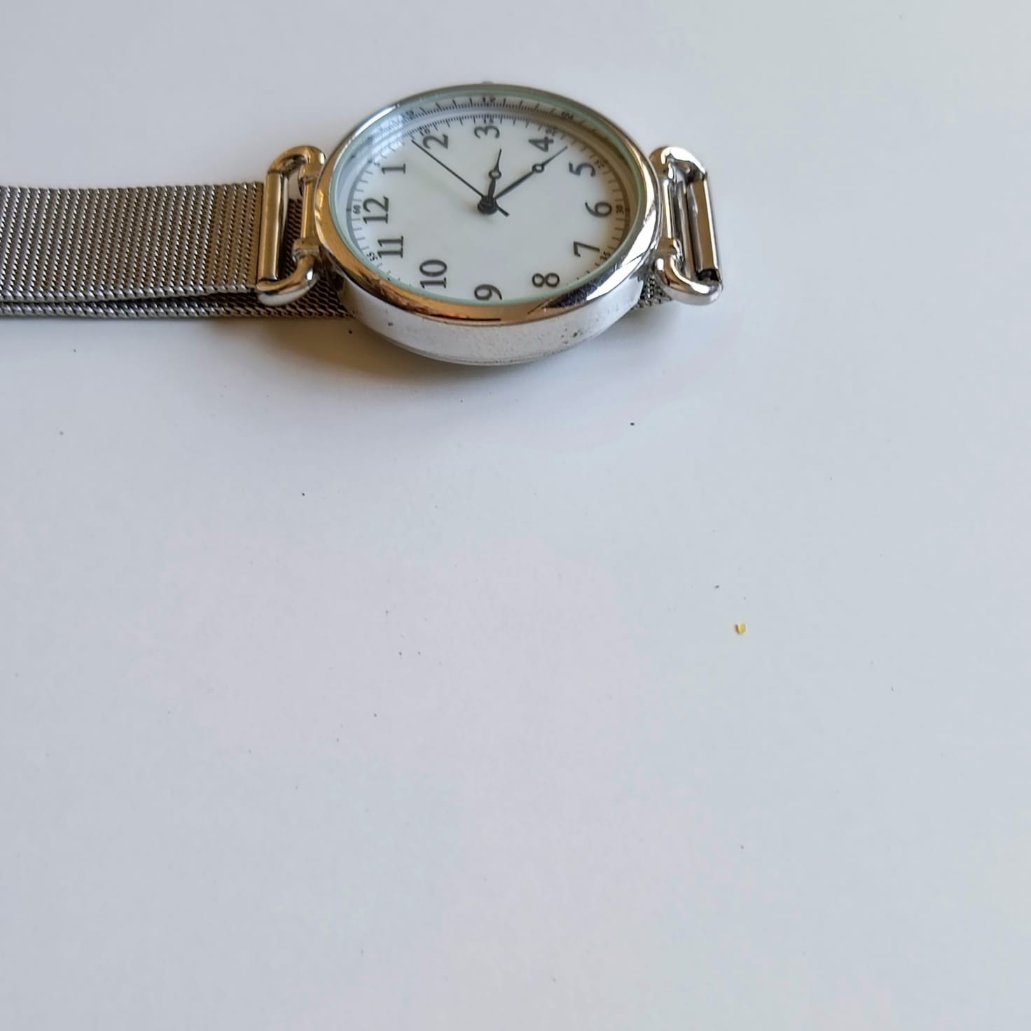 Accutime Watch Corp Women’s Silver Tone Mesh Strap Watch White Dial Japan Movt W