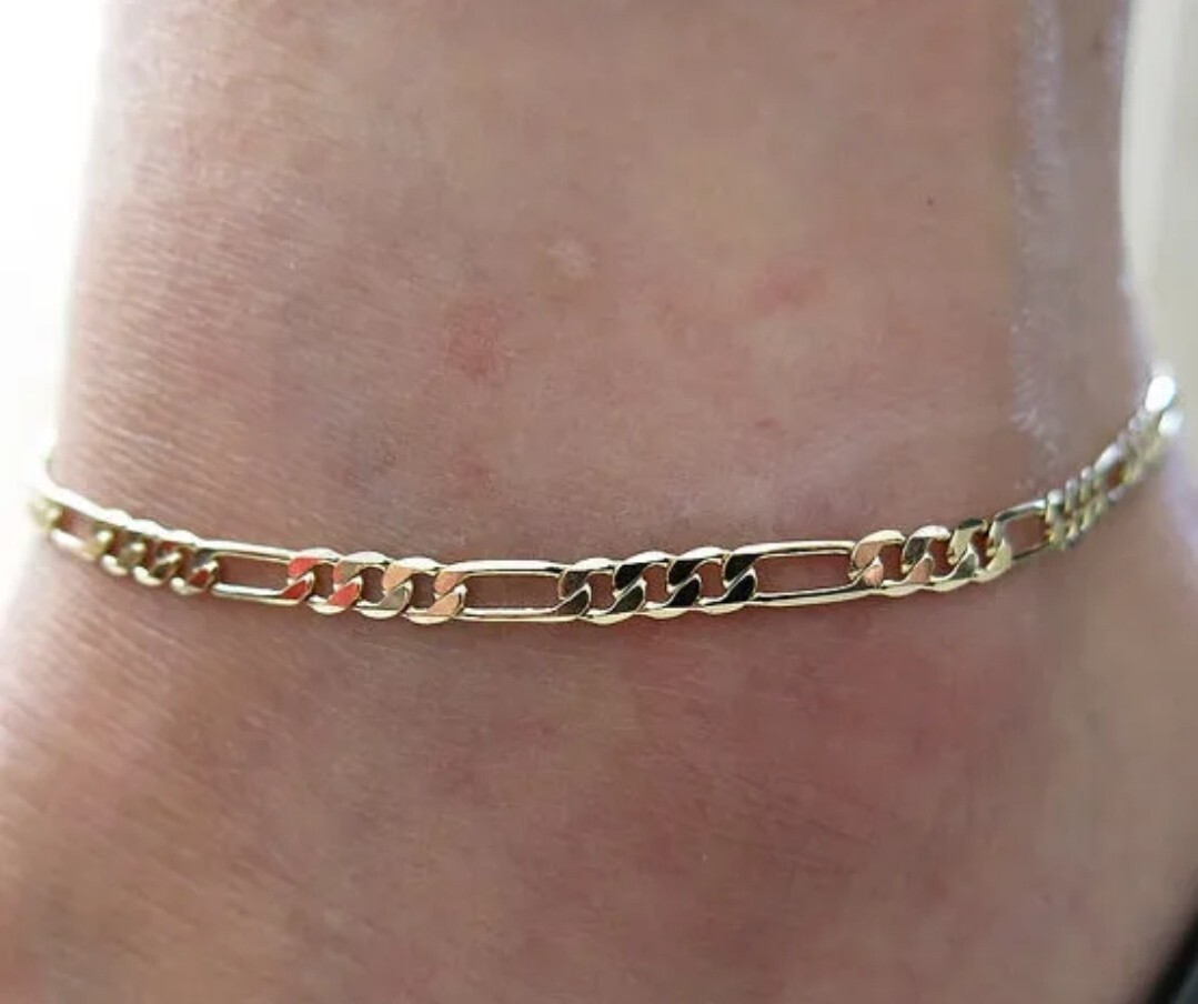 Elegant Fashion Jewelry Silver Gold 9″ Figaro Chain Anklet Bracelet 32-12