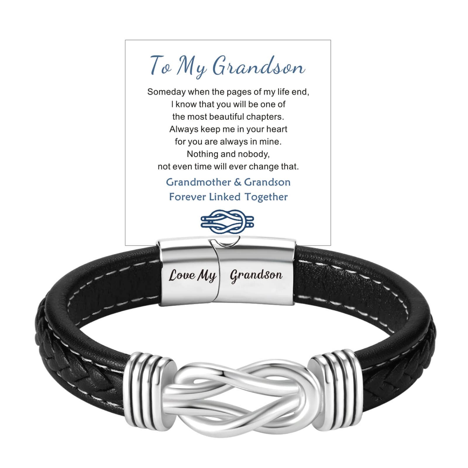 Coolvy Grandson Bracelet from Grandma – Leather Bracelet for Men, To My Grand…