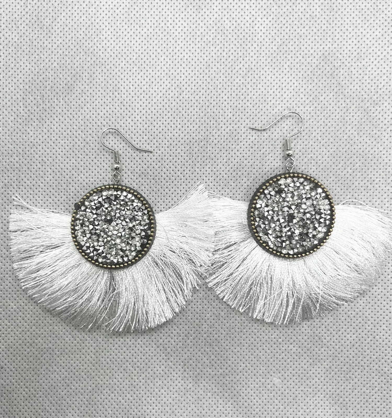 Boho Lightweight Tread Tassel Fan Shape Earrings Burgundy Olive Green Blue Brown