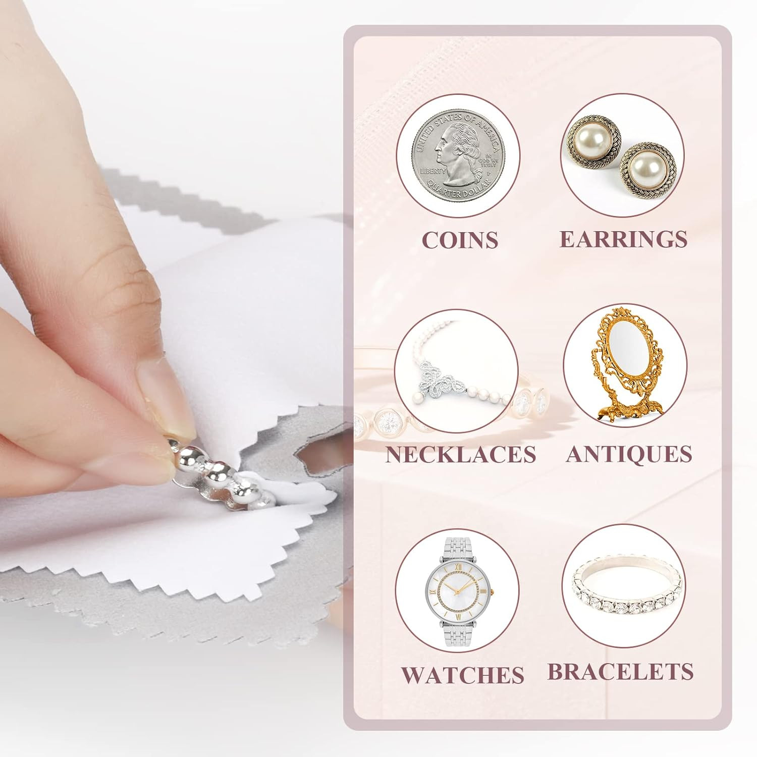6-Piece Jewelry Cleaning Cloth Set for Silver, Gold & Platinum Care