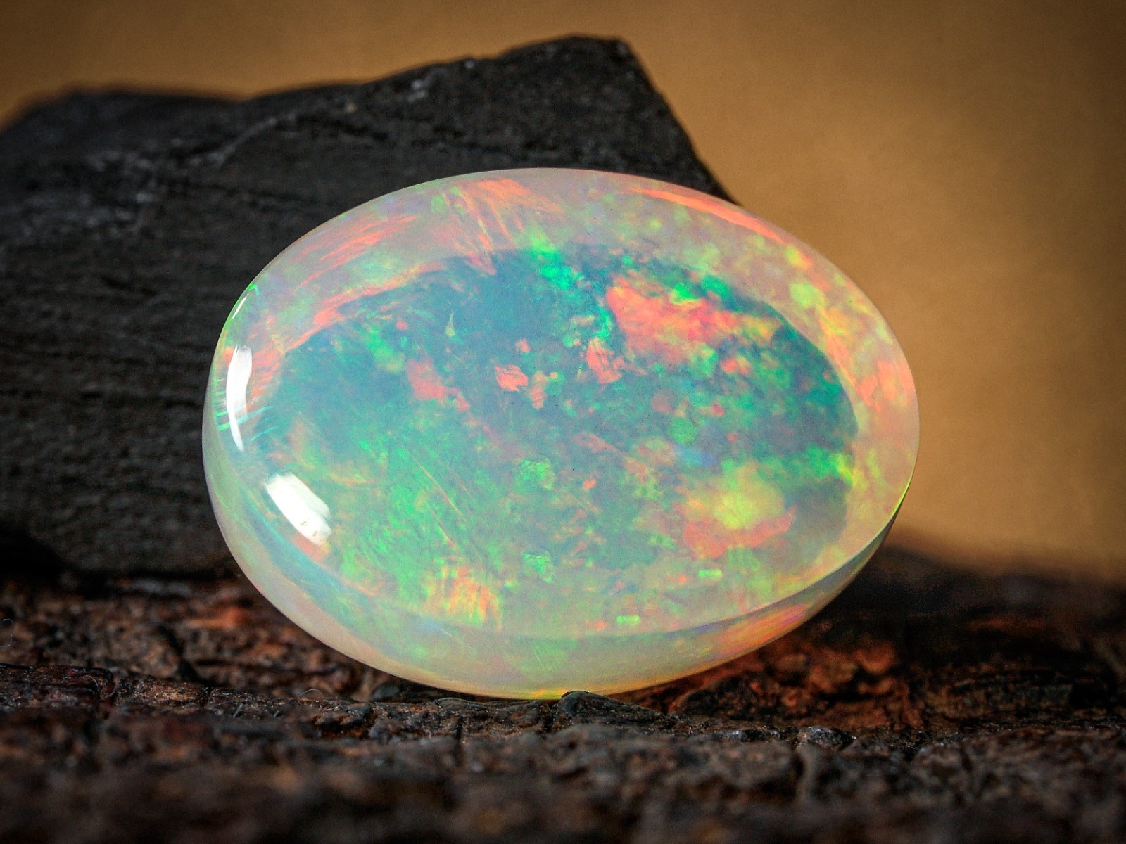4.55 Carat Ethiopian Fire Opal Cabochon 13x10x7 MM Oval Shape Welo Fire Opal