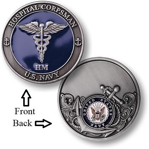 HM = Hospital Corpsman ~ Seaman ~ U.S. Navy Challenge Coins