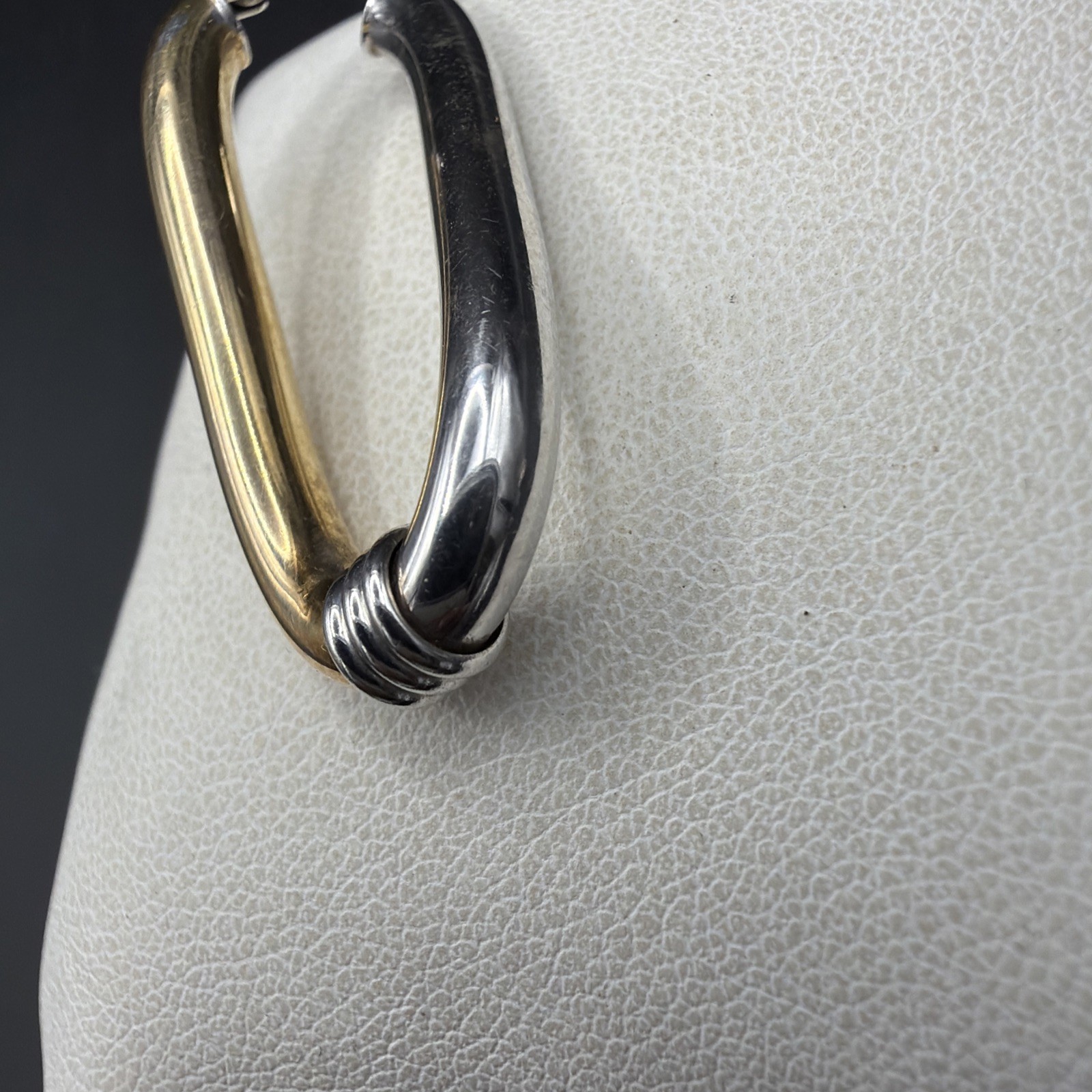 9ct Yellow And White Gold Twisted Creole Earrings