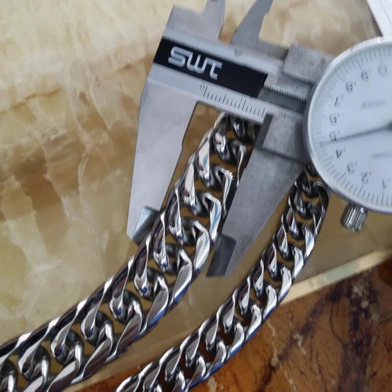 16mm/20mm Silver Tone Stainless Steel Curb Cuban Link Chain Necklace for Men