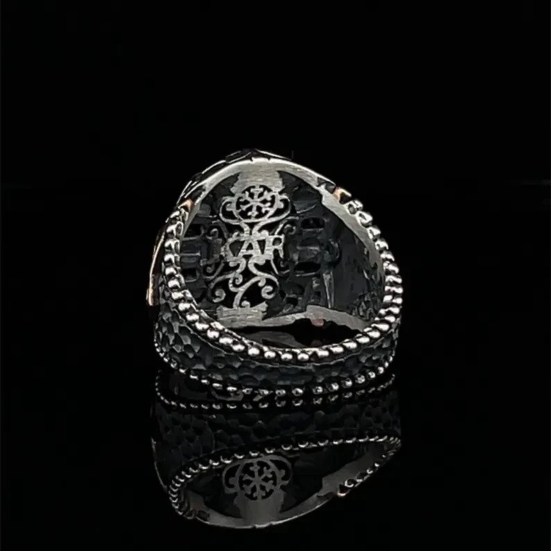 Solid 925 Sterling Silver Men’s Tiger Eye Celtic Ring Vintage Statement Band