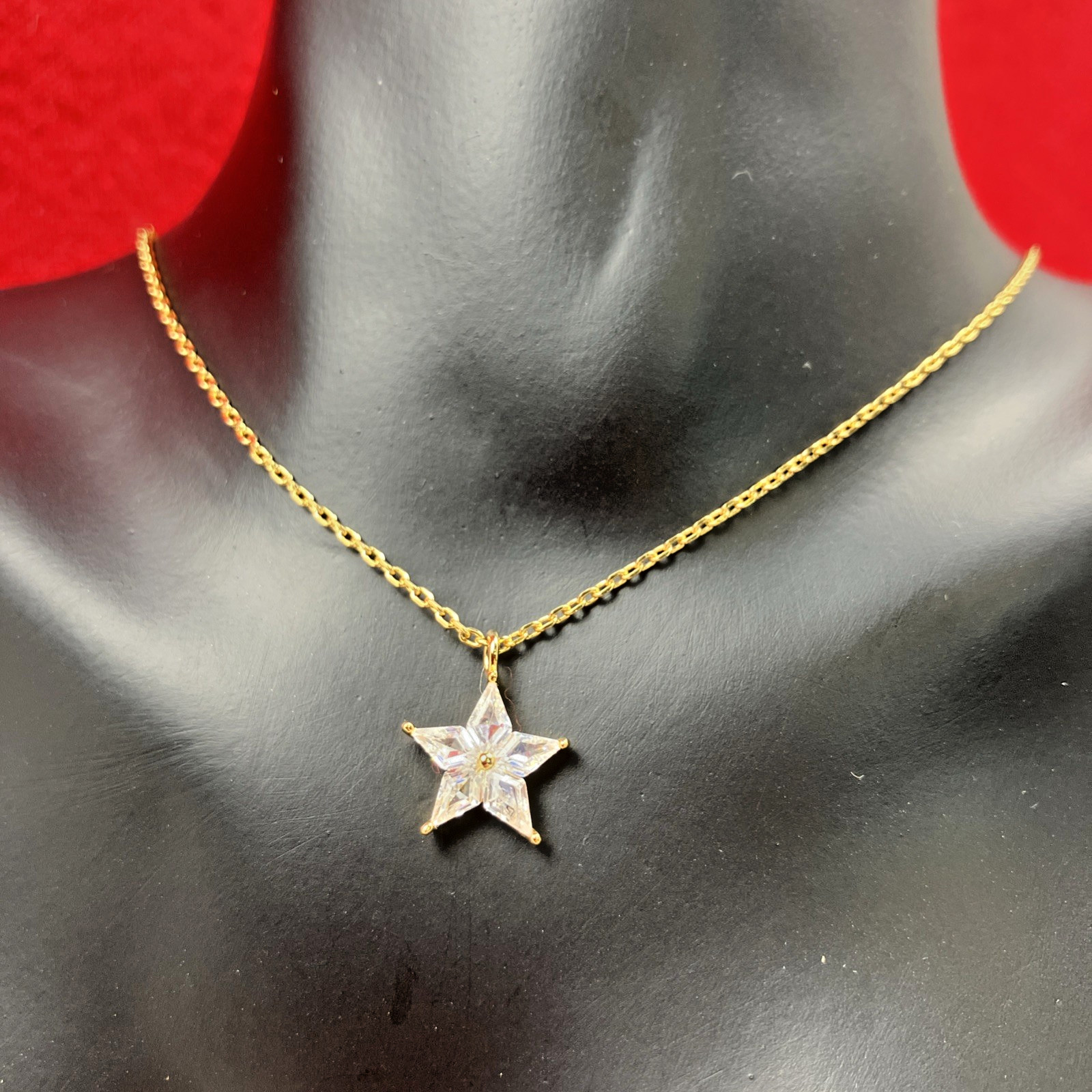 Kate Spade COSMOS Star Pendant Necklace Goldtone Clear CZ NWT RP $58