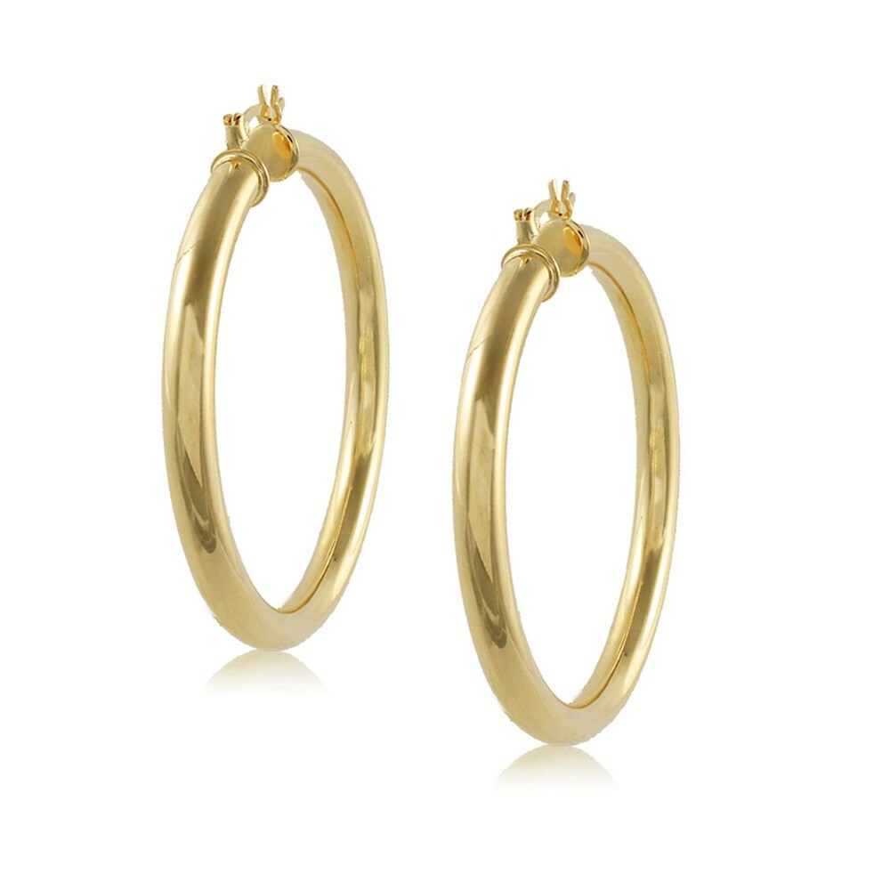 18K Gold Plated Round Hoop Earring diam 70mm/2.8in width 5mm/.02in