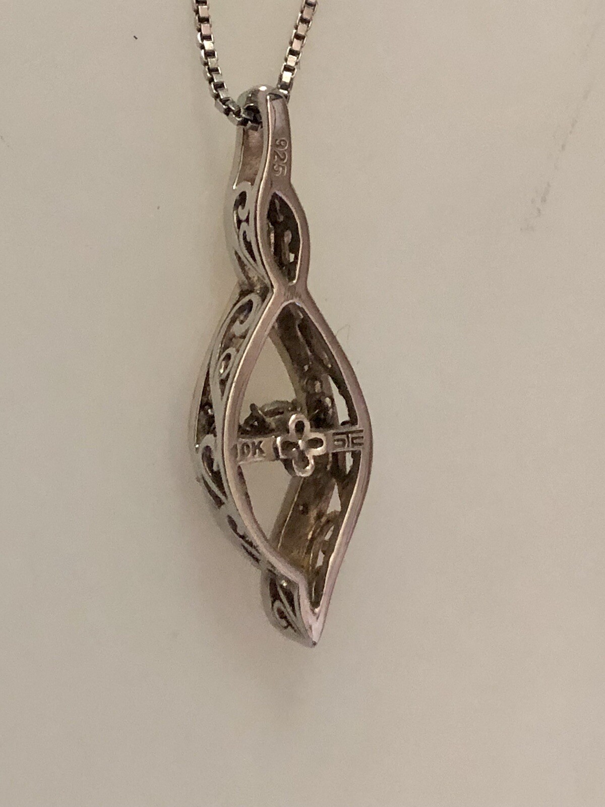 OTC Sterling 10k Rose Gold Infinity Pendant Sterling Box Chain Motion Diamond