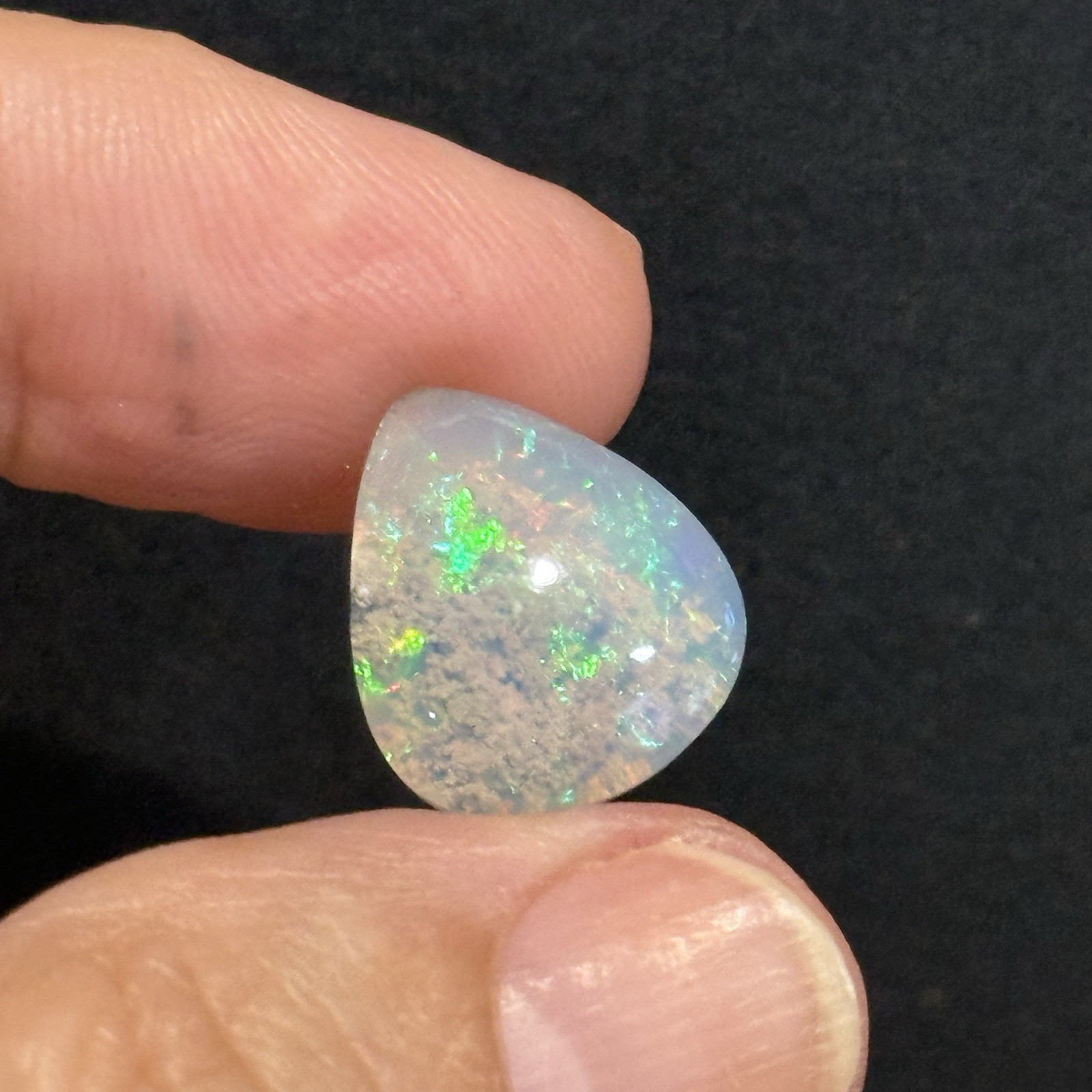 6.85ct 15.2×13.3×6.7mm Fine Galaxy Ethiopian Welo Opal Pear Shaped Cabochon Gem