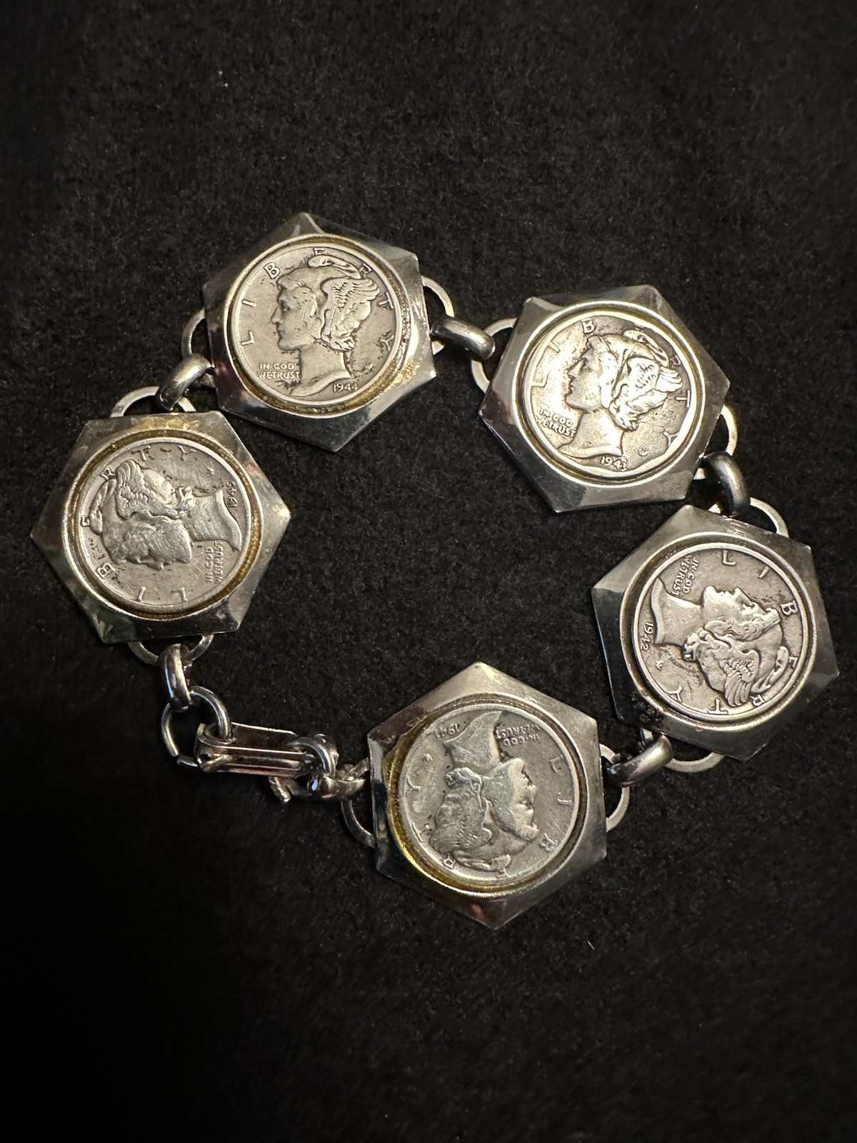 6 1/2 Inch Bracelet Vintage Dimes 1941 to 1945