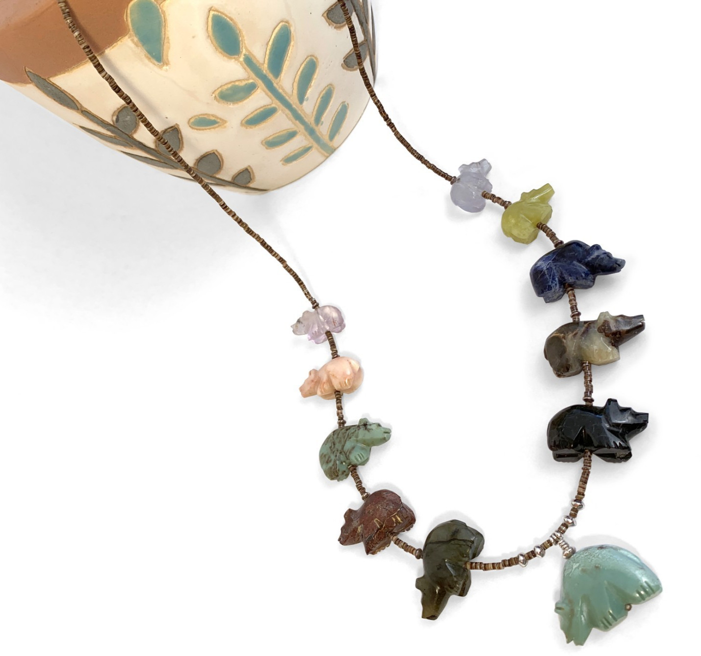Zuni Fetish Necklace w/ Large Bears by Debra Gasper, Ray Tsethlikai / Multistone