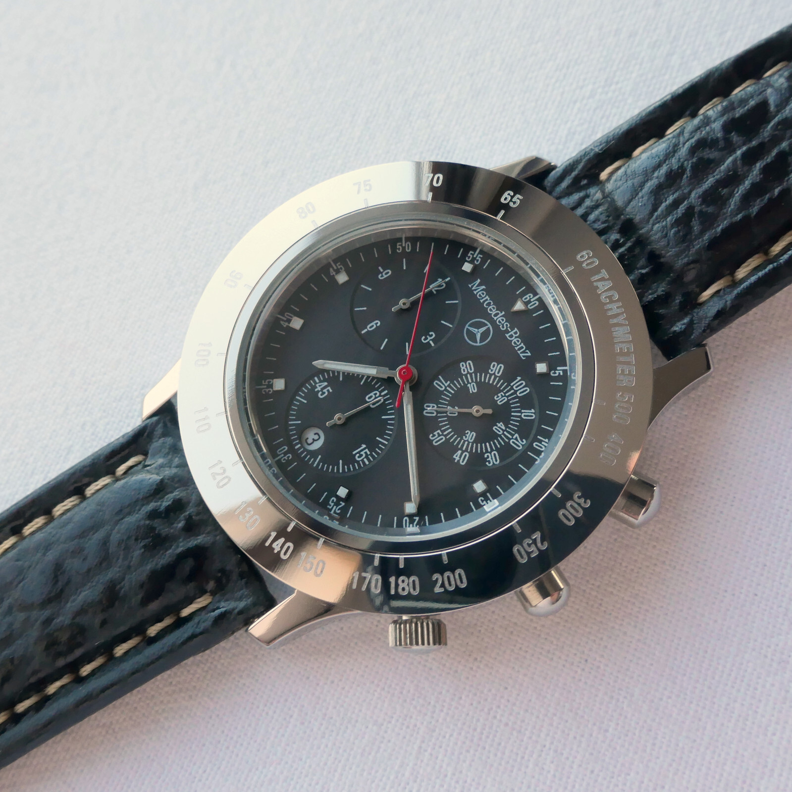Mercedes Benz Classic Sport Car Driver Acessory Fortis Alarm Chronograph Watch