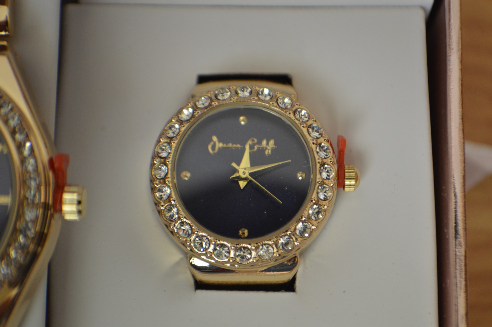 Jessica Carlyle Automatic Movement Blue Dial Watch & Ring Watch in Goldtone