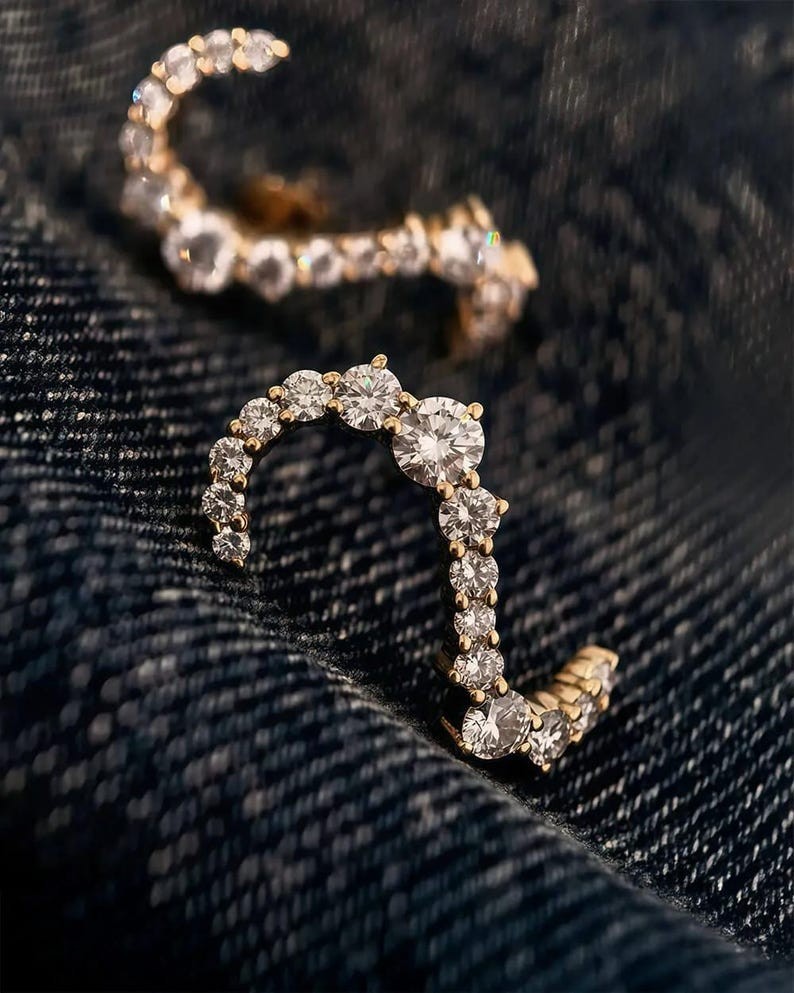 14k Yellow Gold Round Cut Natural Diamond Cluster Earrings For Wedding Sale !