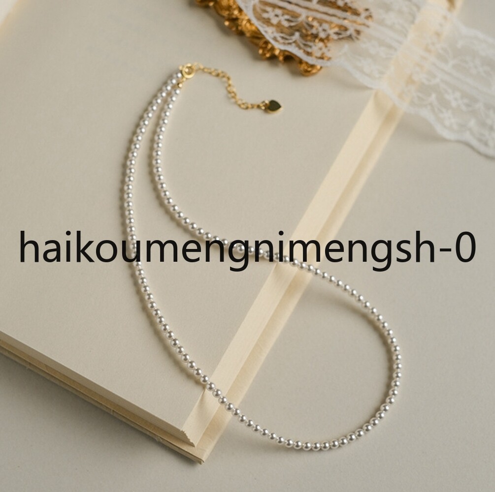 Real Natural 2mm 3mm 4mm White Akoya Pearl Round Beads Necklace 15″