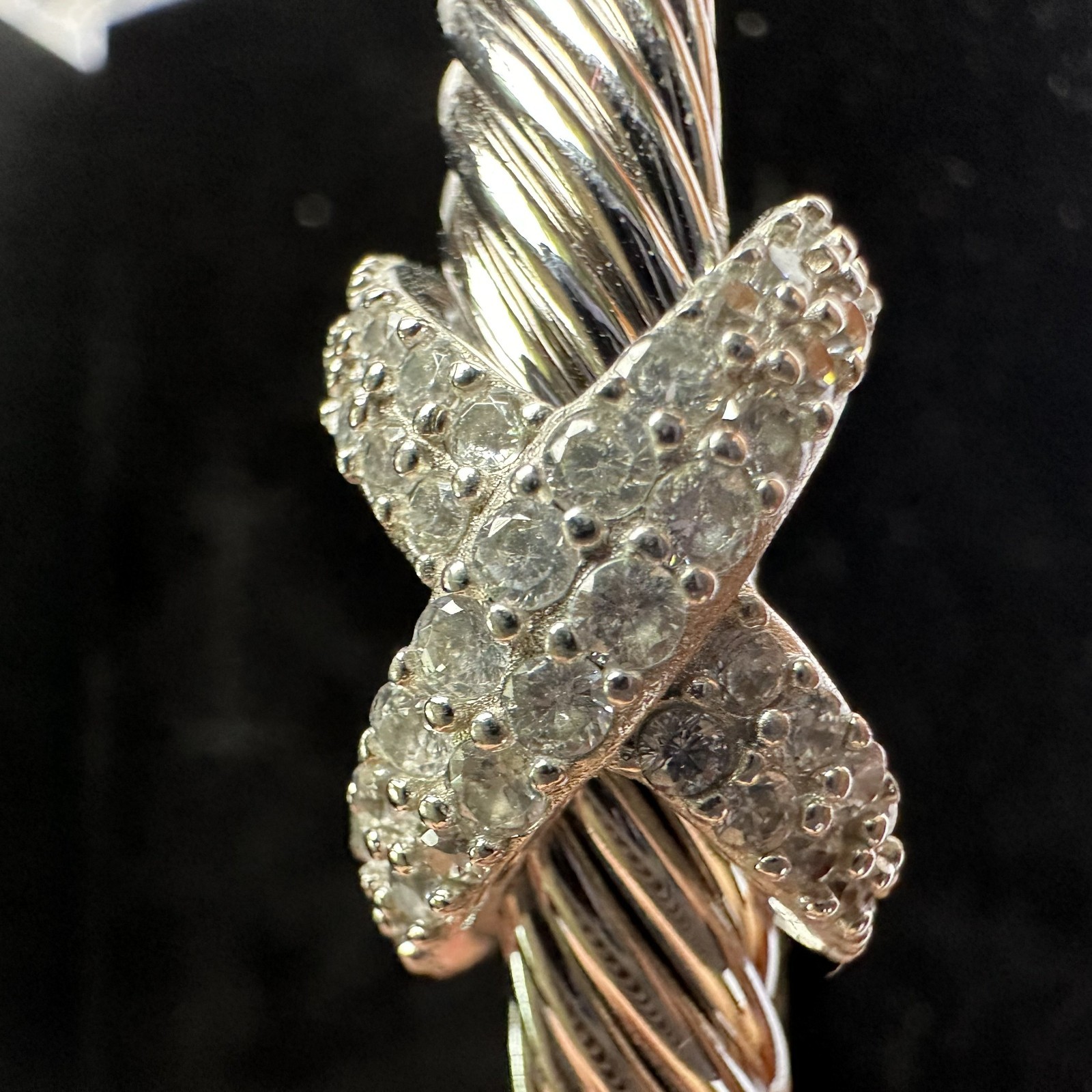 David Cable Flex X Bracelet 7mm Sterling Silver with Diamonds Sz M