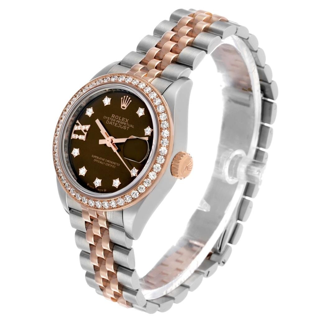 Rolex Datejust 28 Steel Rose Gold Diamond Ladies Watch 279381