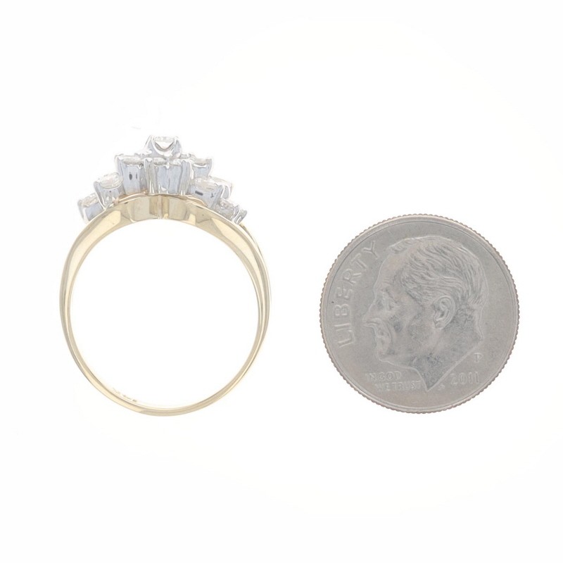 Yellow Gold Diamond Cluster Cocktail Ring – 14k Round Brilliant .25ctw Floral