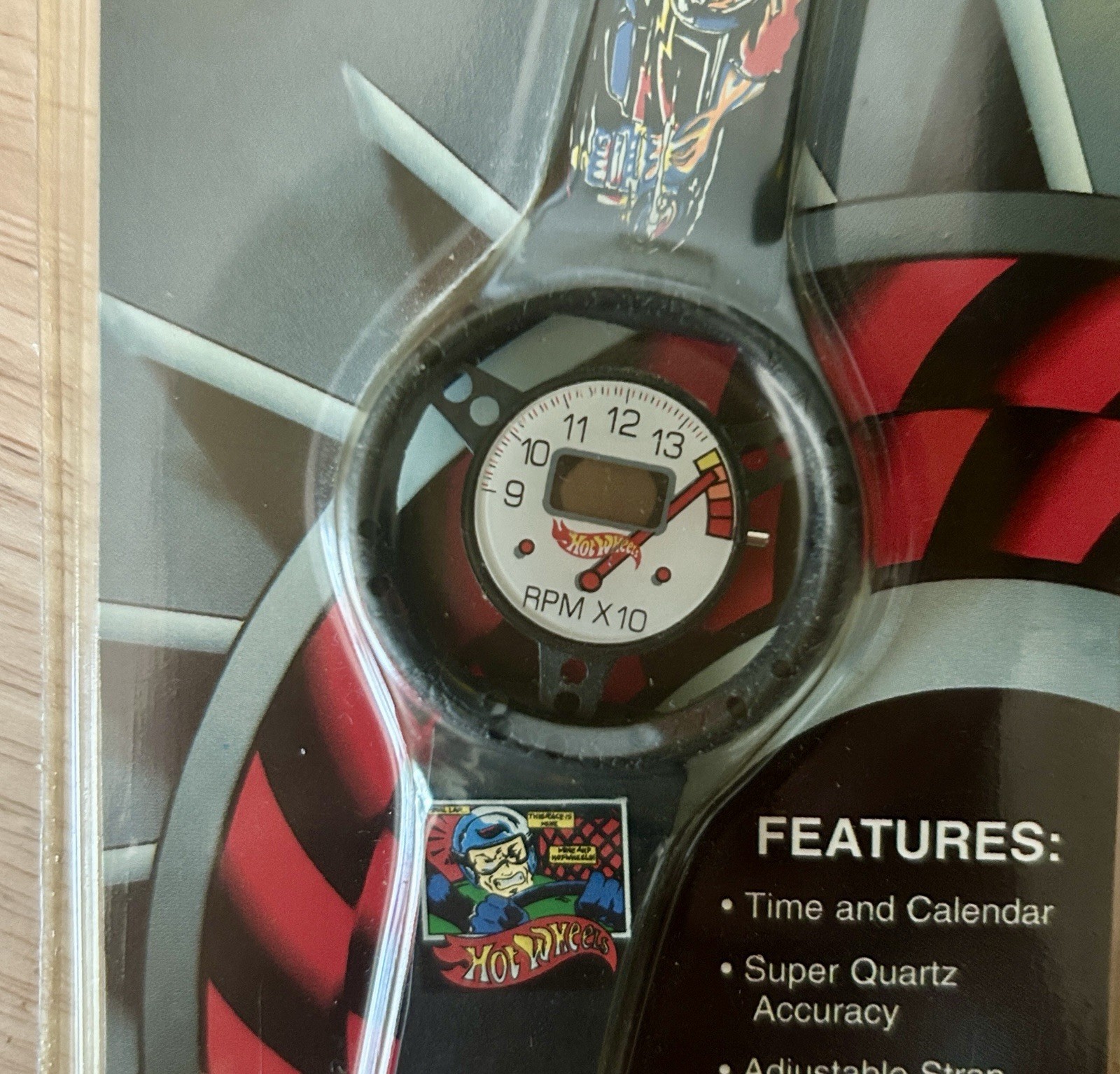 Vintage Hot Wheels Race Hard Digital Wrist Watch Steering Wheel Tach Face NIB