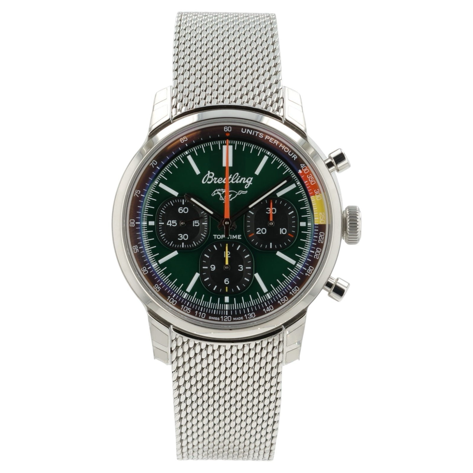 NEW 2026 Breitling Top Time Mustang Green Dial Steel 41mm Automatic Men’s Watch