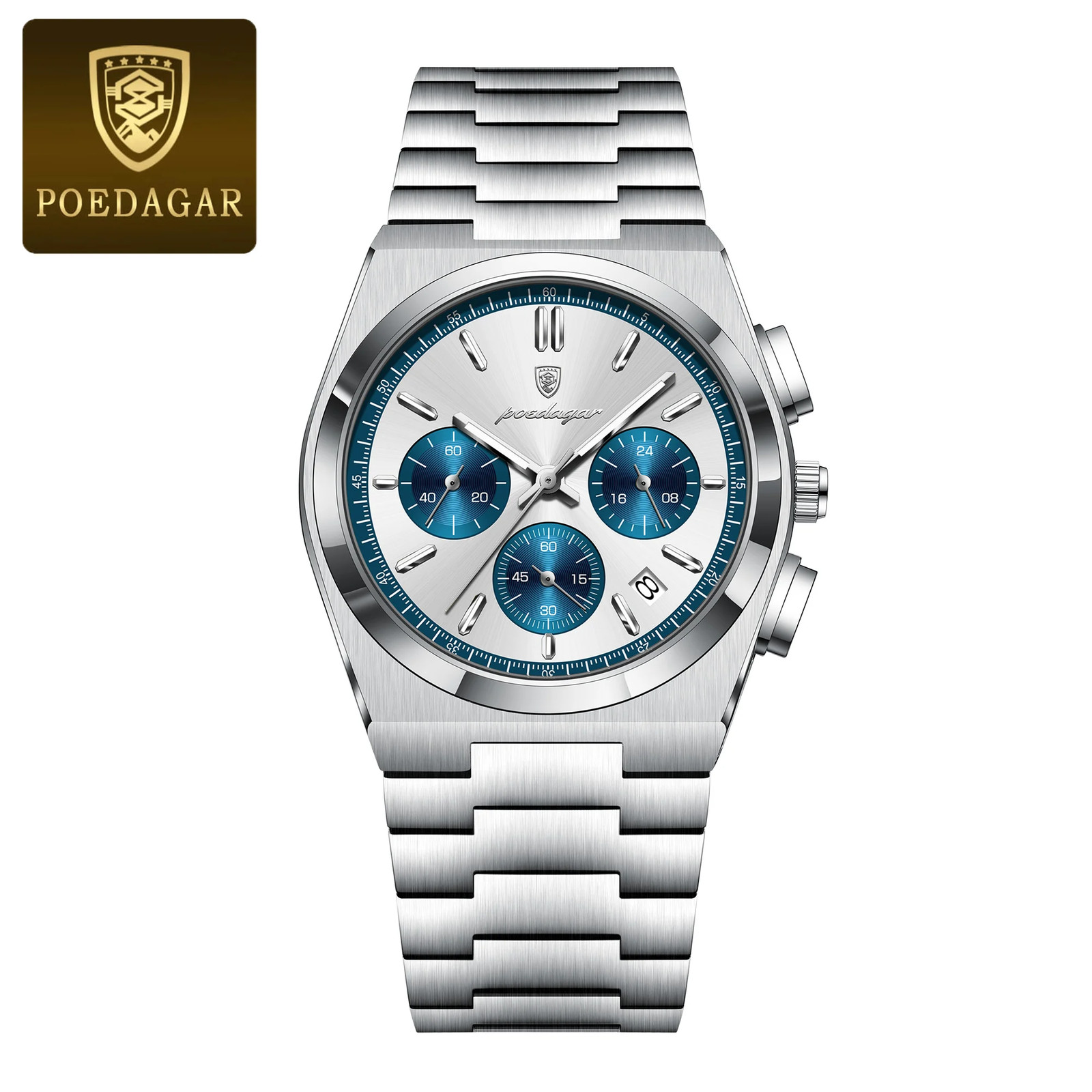 Luxury Man Quartz Chronograph Watch Waterproof Luminous Date 3Bar