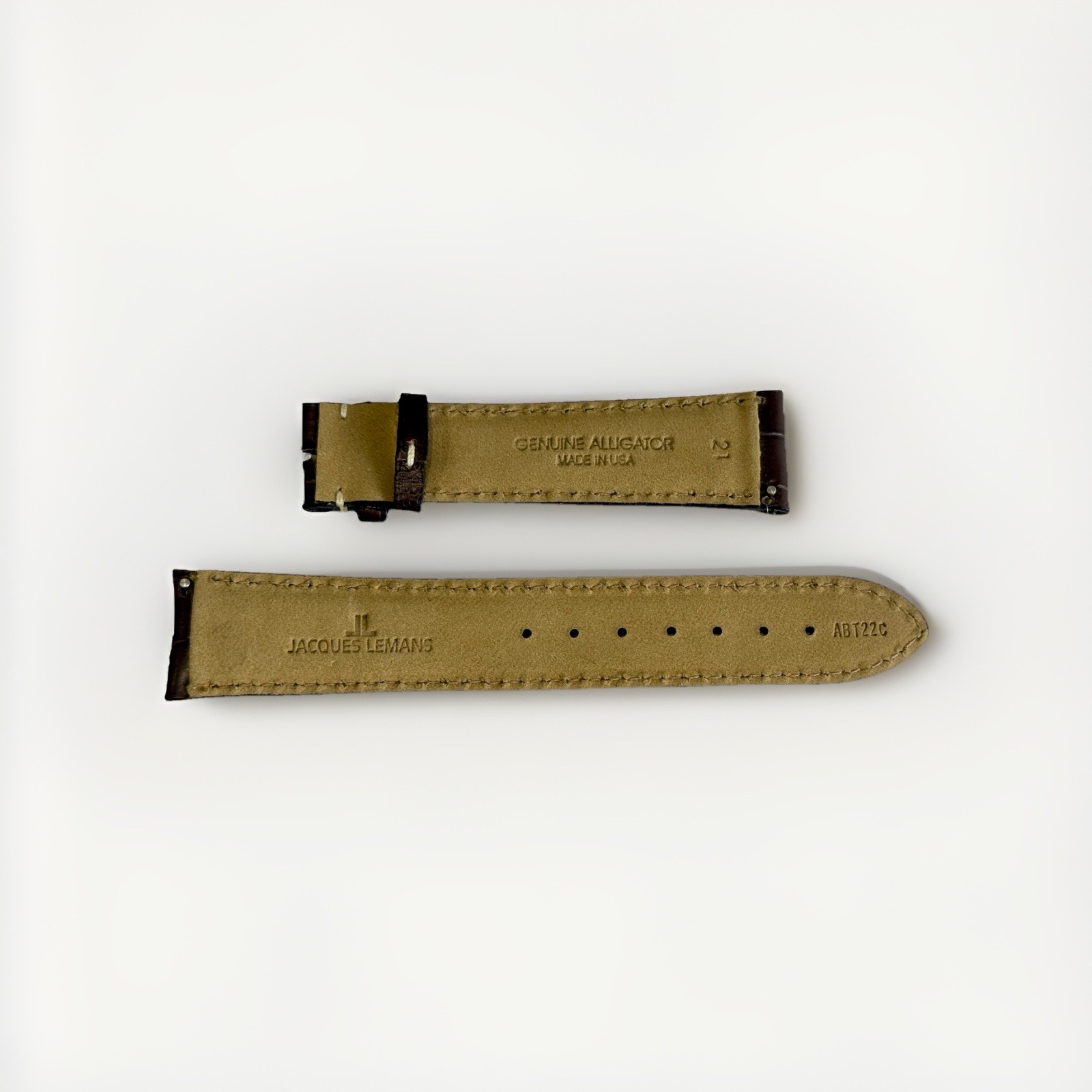 Jacques Lemans 21mm Genuine Alligator Watch Strap – Dark Brown (Satin)