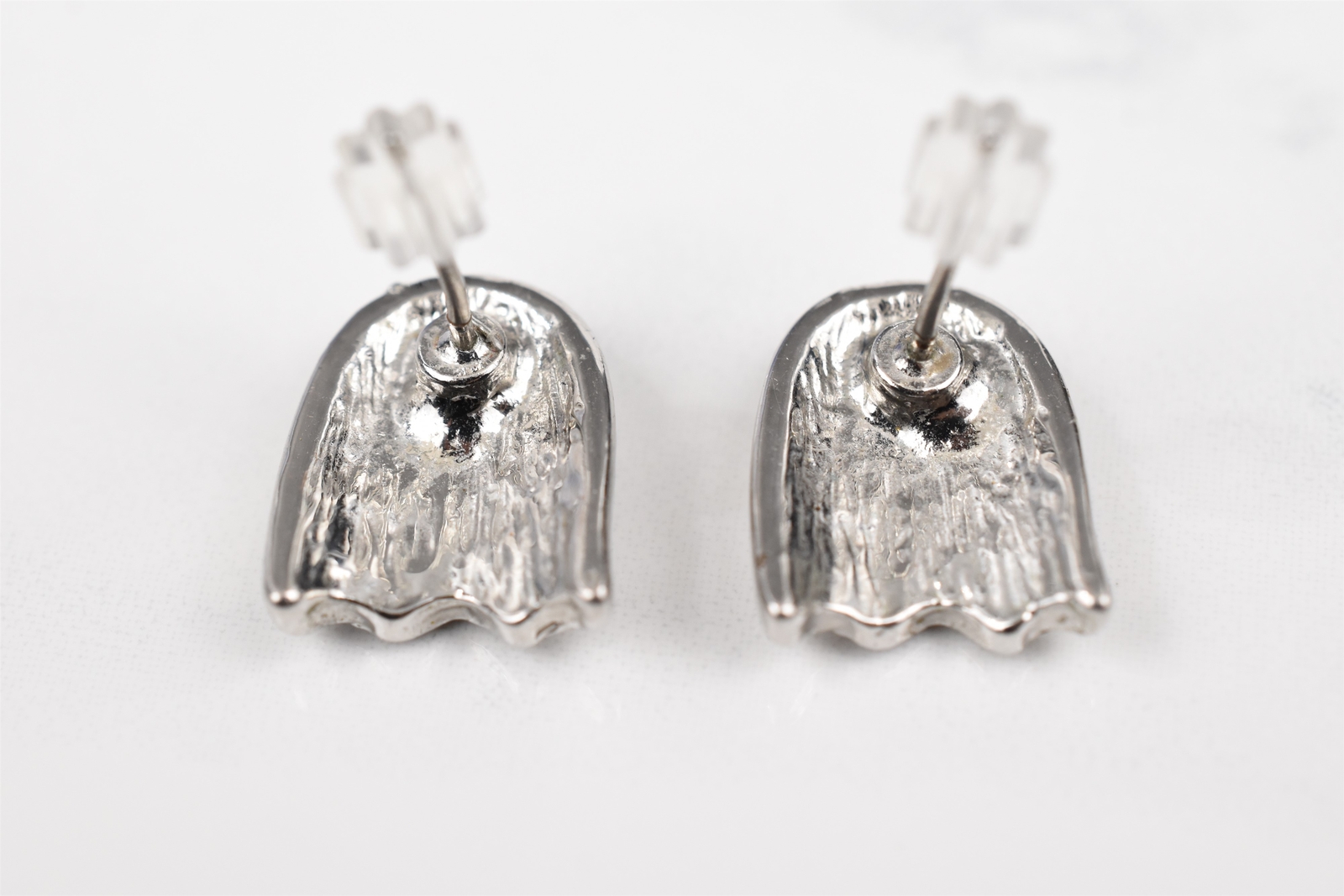 1980s Pac-Man Earrings, Silver Plated w/ Rhinestones – Choose Your Ghost!