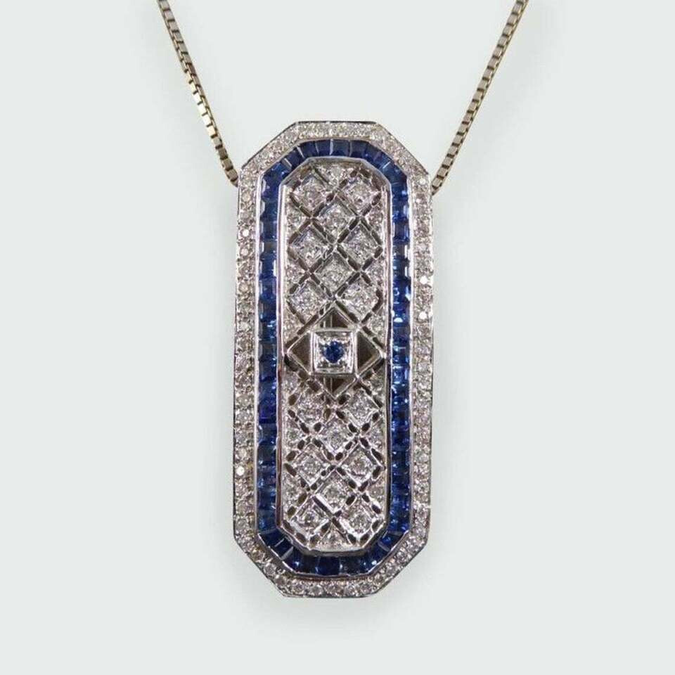 2.47 Ct Diamond Engagement Victorian Pendant Without Chain 14K White Gold Finish