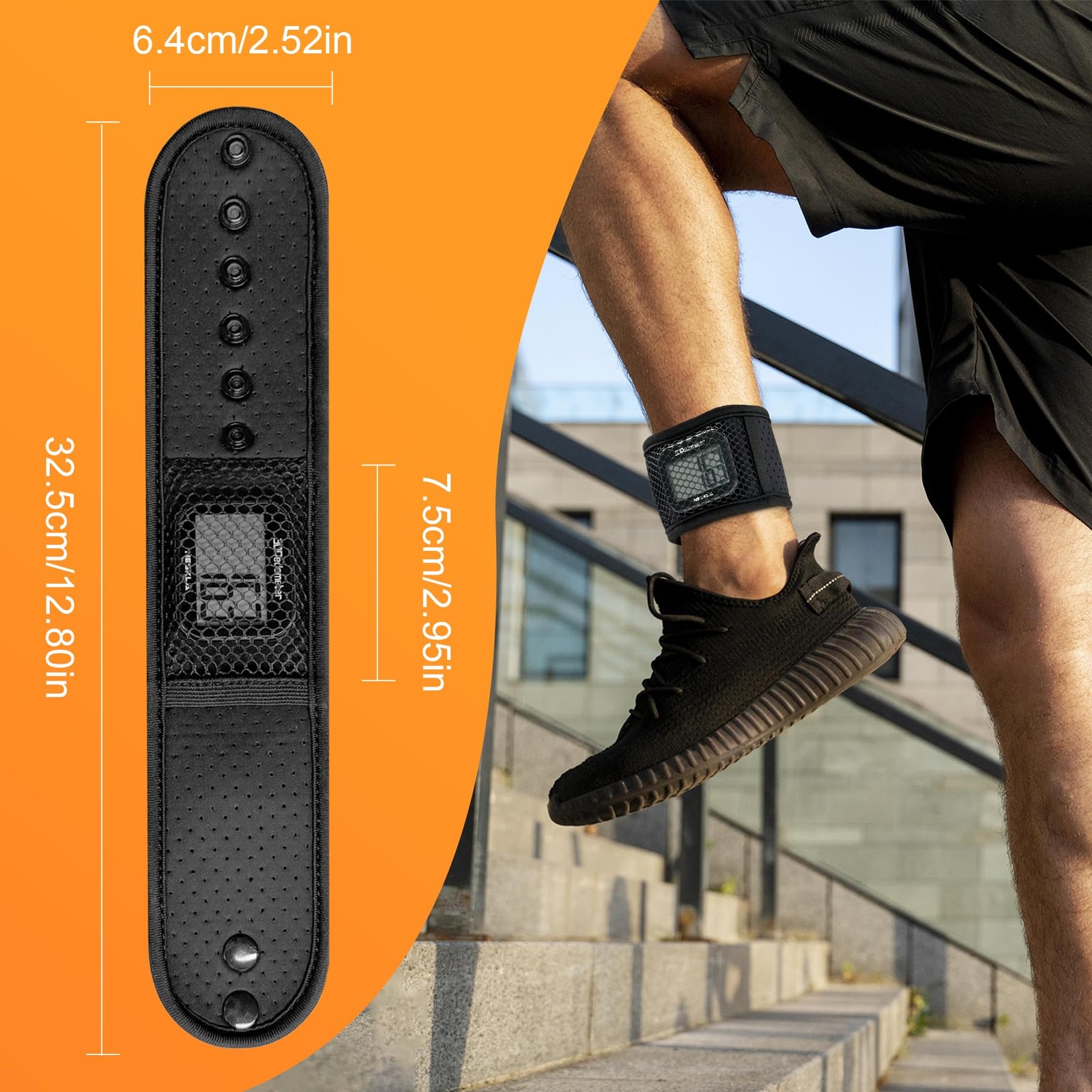 NESKLA Ankle Straps for Fitness Trackers, Soft Adjustment 13″, Black