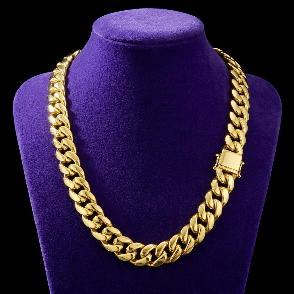 Miami Cuban Link Chain Necklace 18K Gold Plated Stainless Steel 6-18mm 16-30″