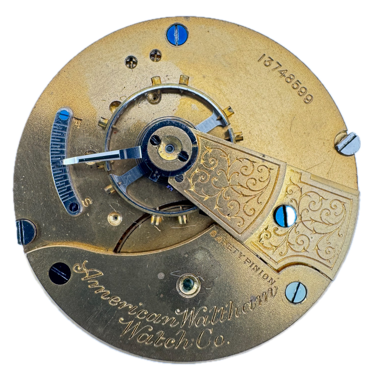 Antique 18s 1904 Waltham 1883 7J Mechanical Wristwatch Movement Gilt No. 1 USA