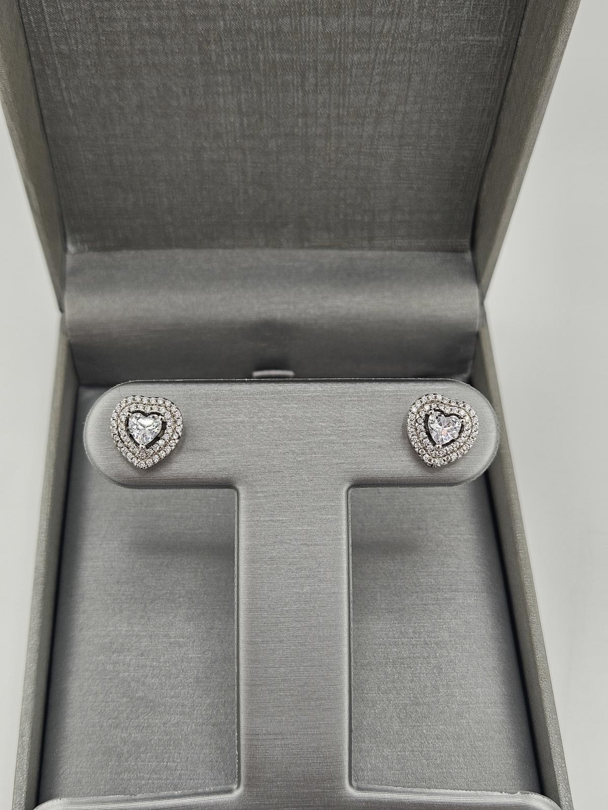 10.9mm Heart Shaped Sterling Silver Moissanite Stud Earring, Screwbacks