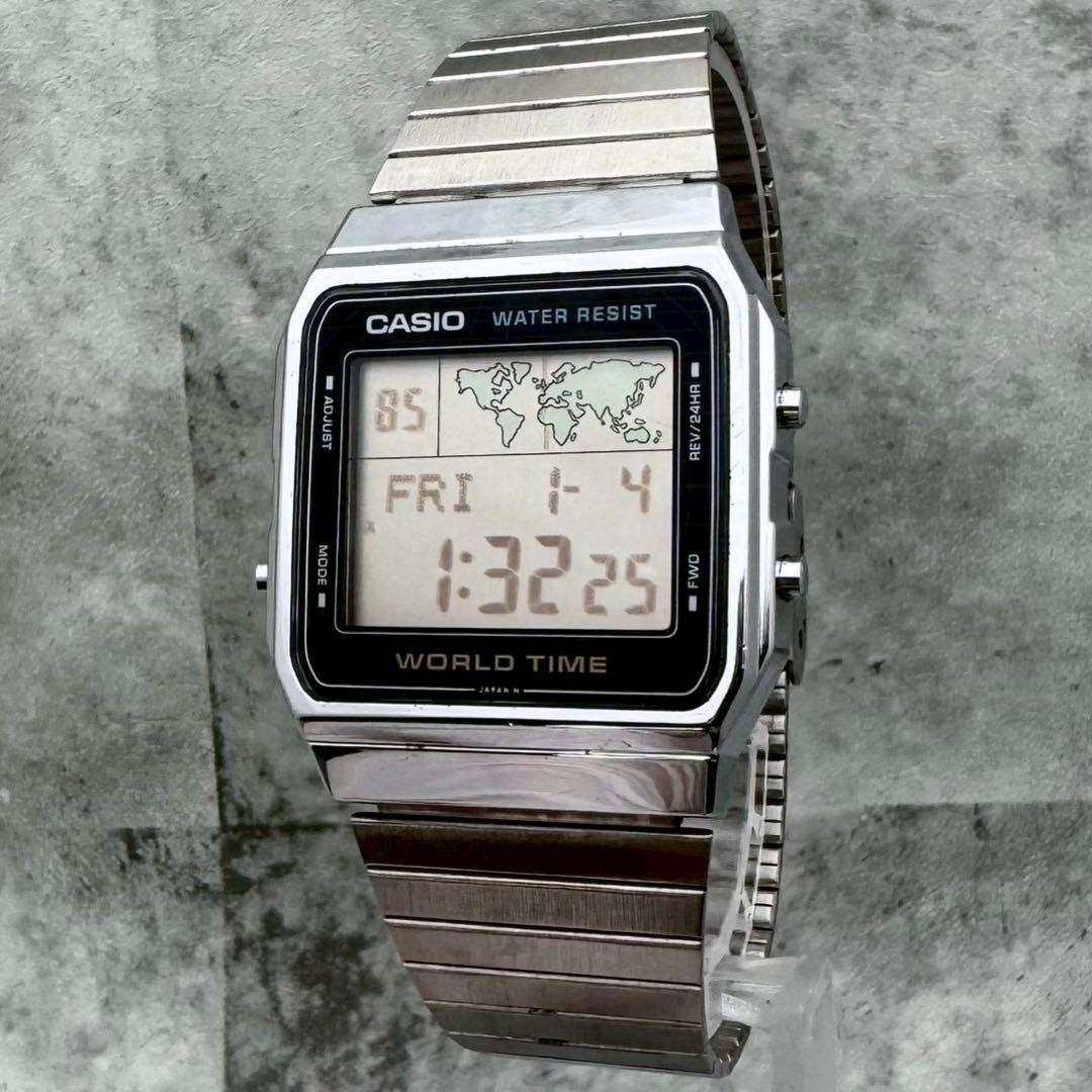 80s New Battery Level Working CASIO A300U World Time World Map