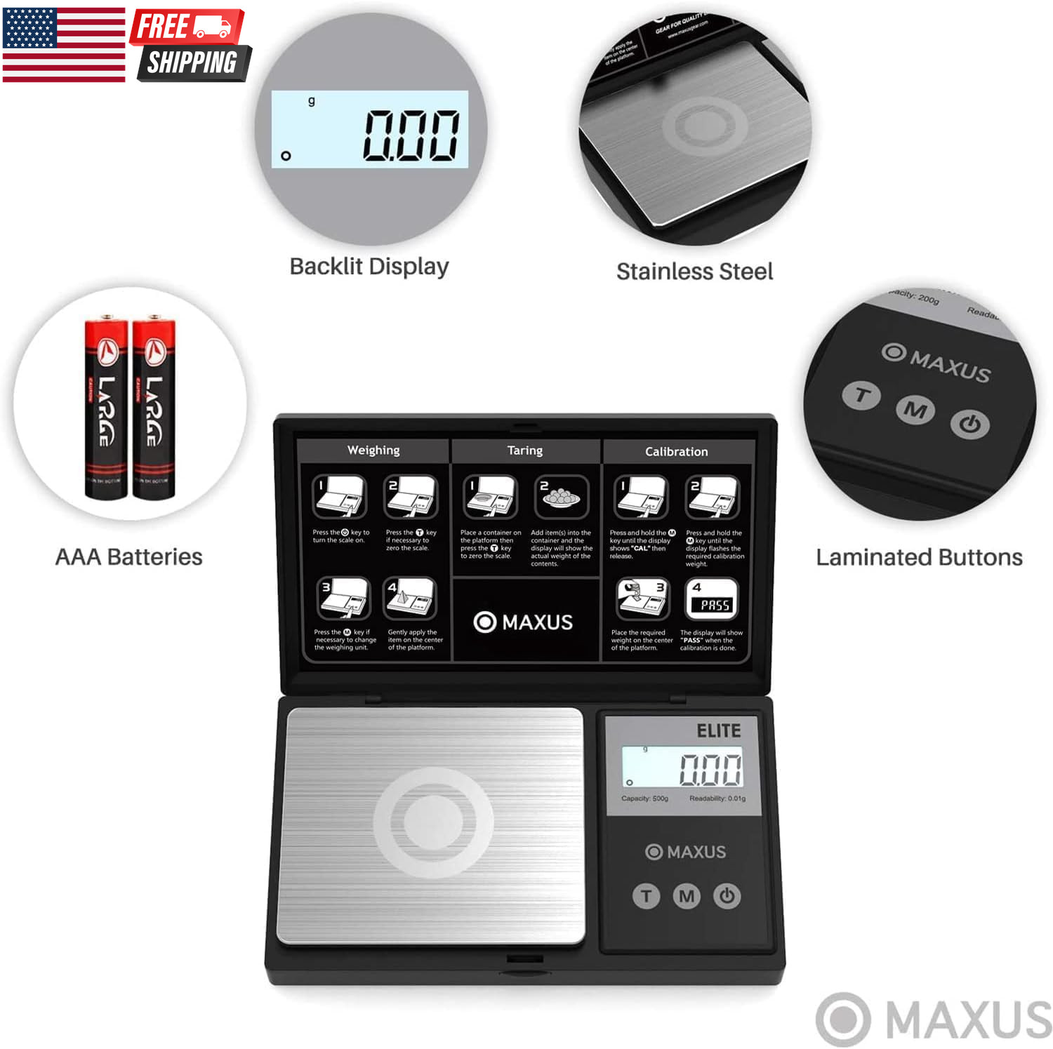 Digital Pocket Gram Scale 500G X 0.01G High Precision with Tray, Weighs Small Fo